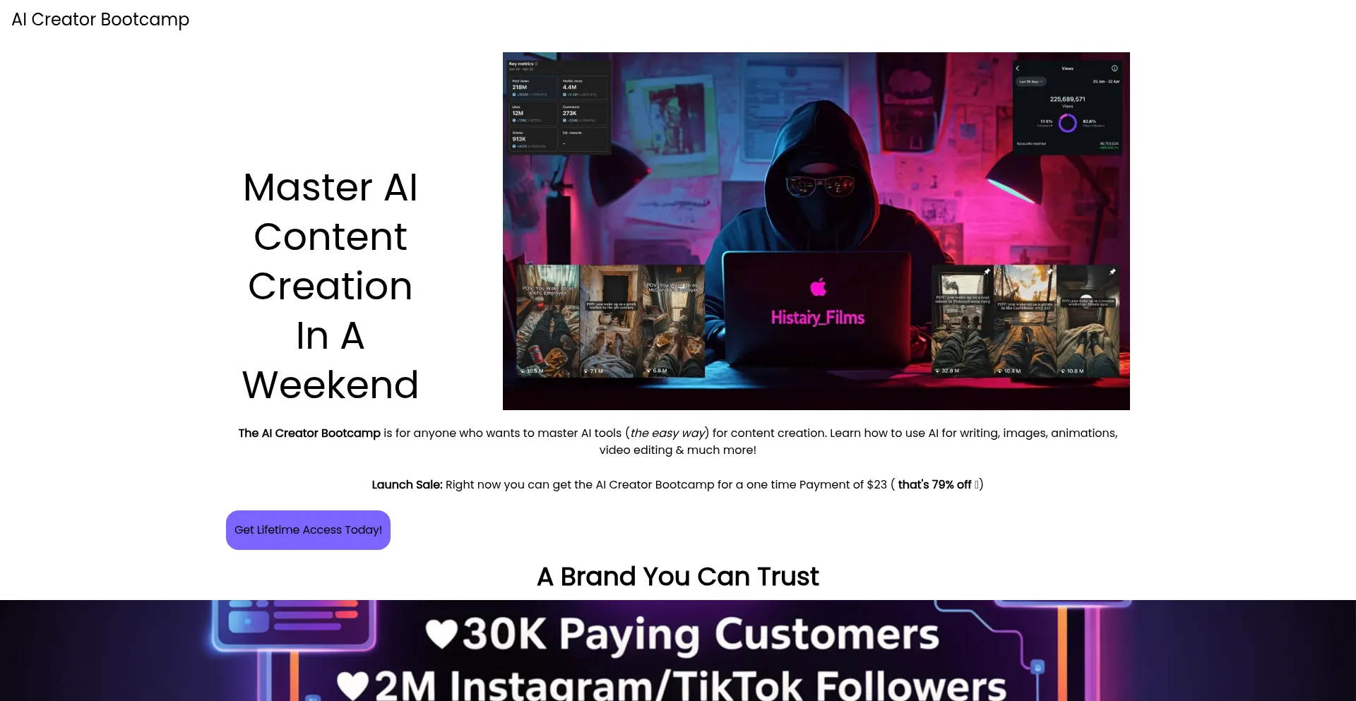 Website screenshot of Histairyfilms.com