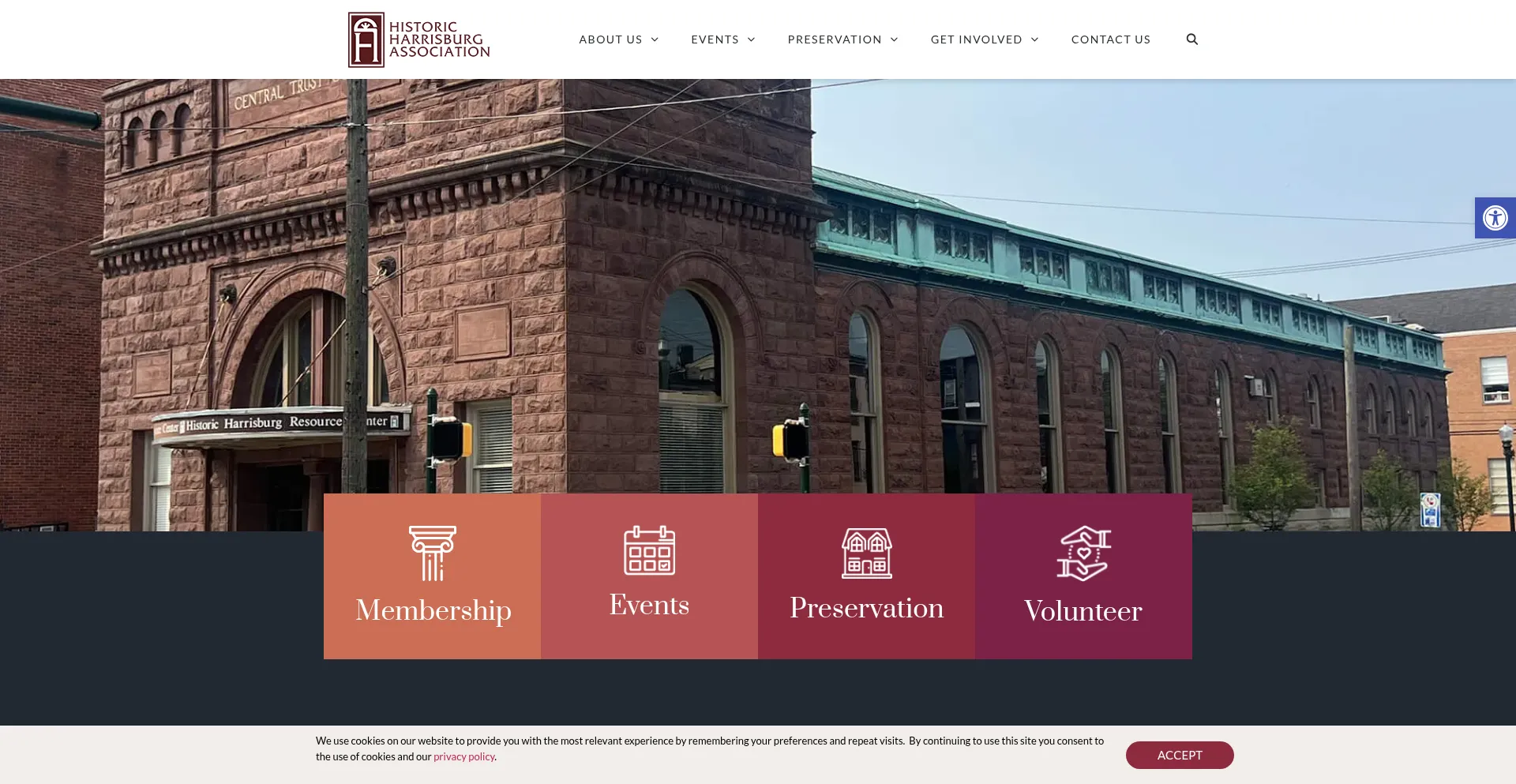 Website screenshot of Historicharrisburg.org