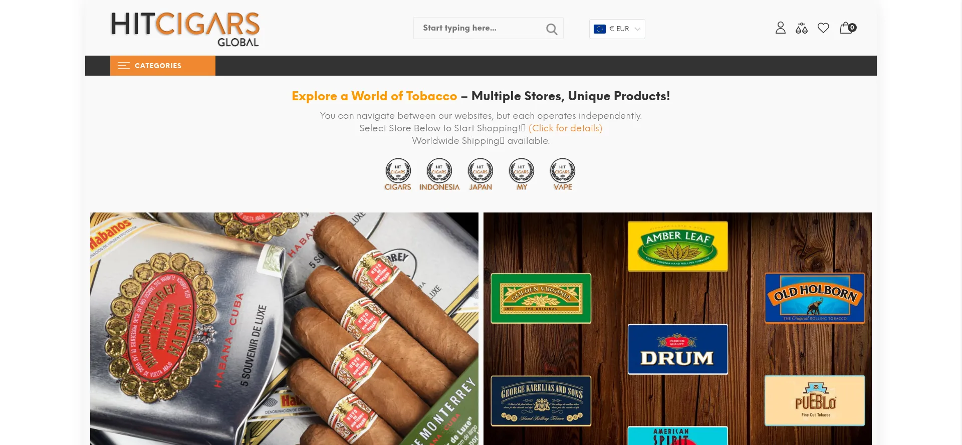 Website screenshot of Hitcigars.com