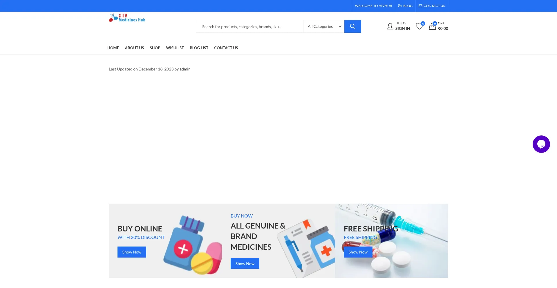 Website screenshot of Hivhub.in