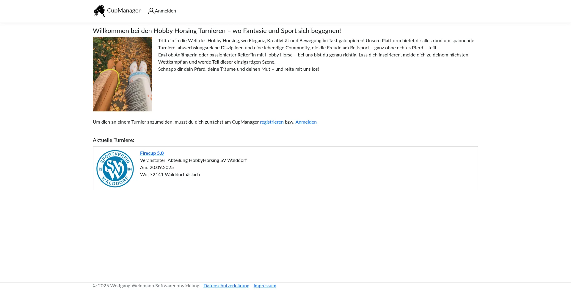 Website screenshot of Hobbyhorsing.app