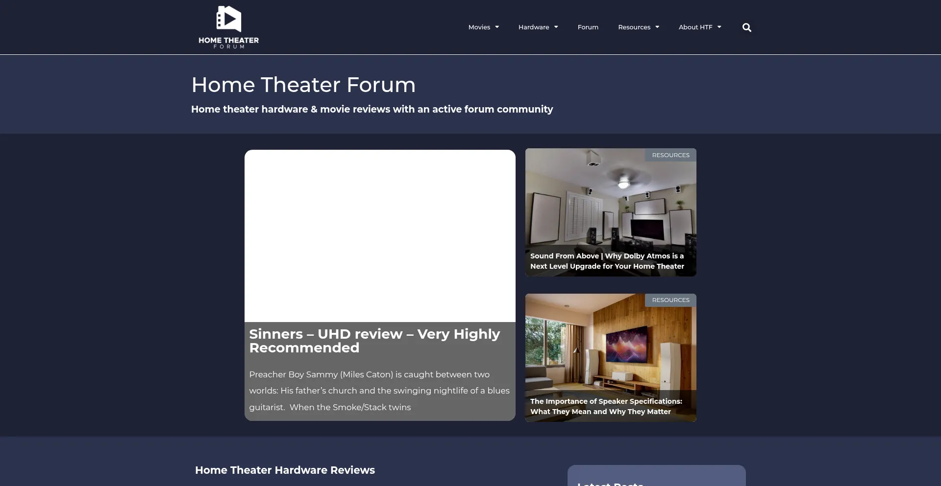 Website screenshot of Hometheaterforum.com