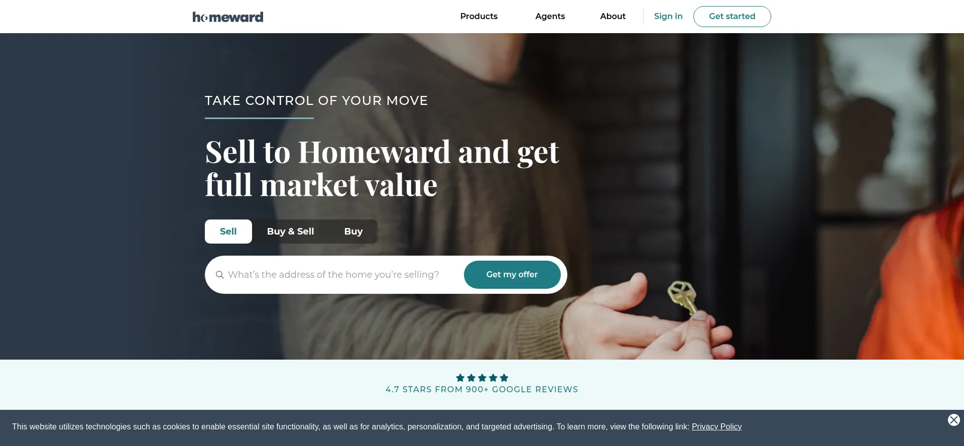 Website screenshot of Homeward.com