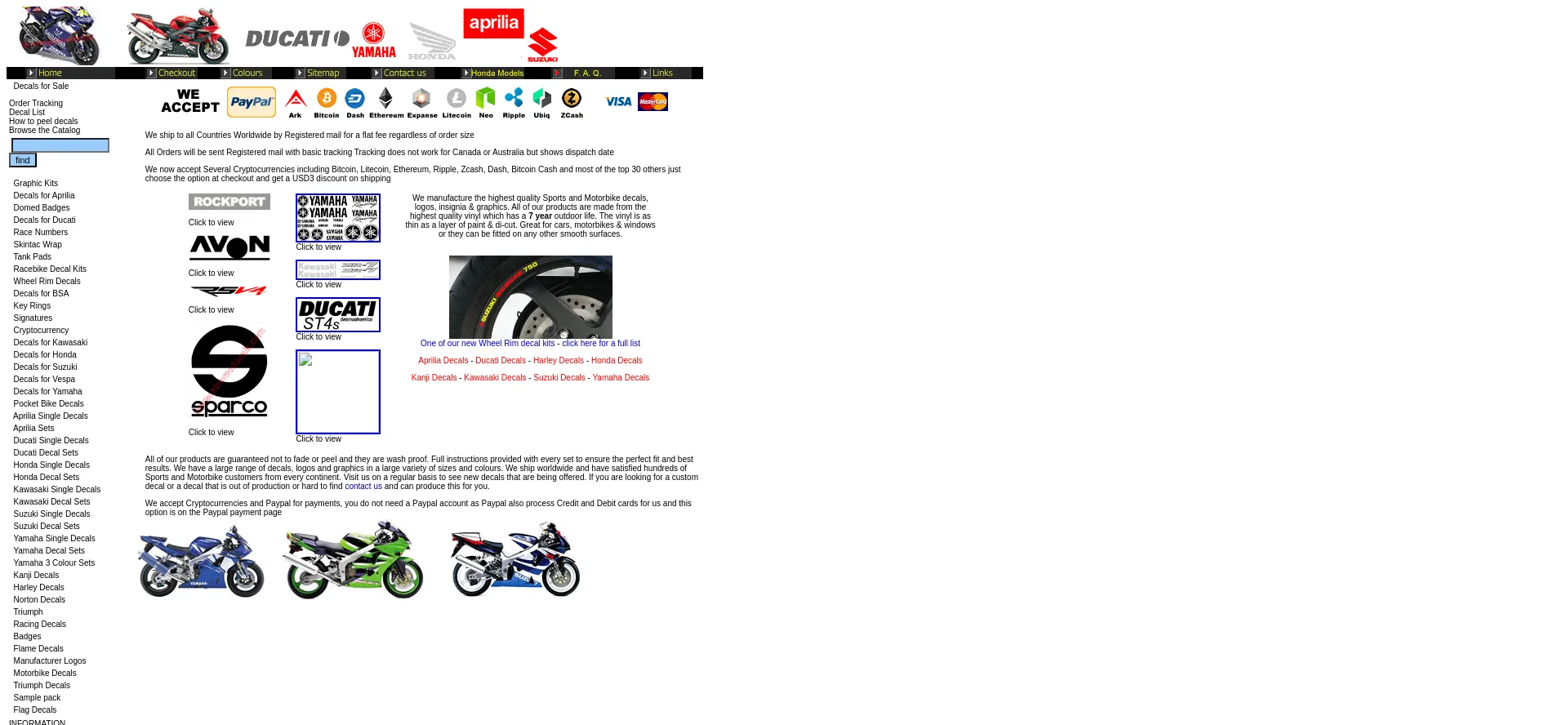 Website screenshot of Honda-decals.com