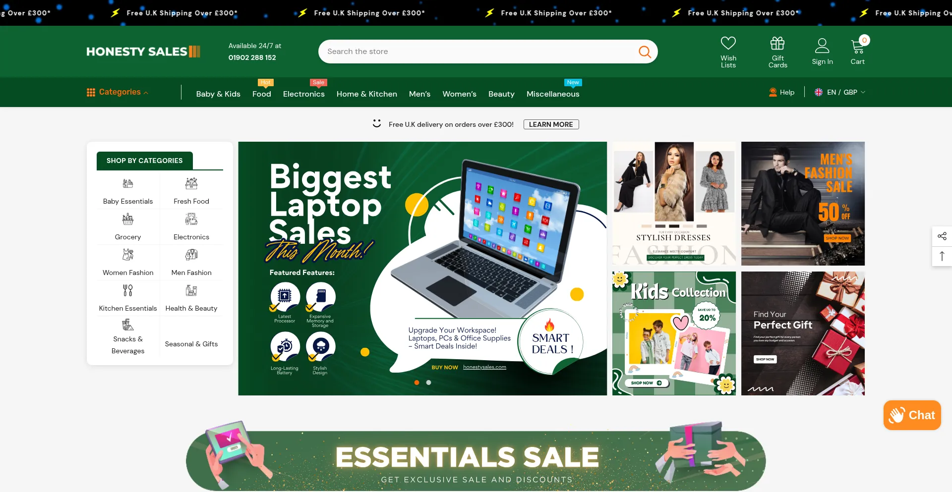 Website screenshot of Honestysales.com