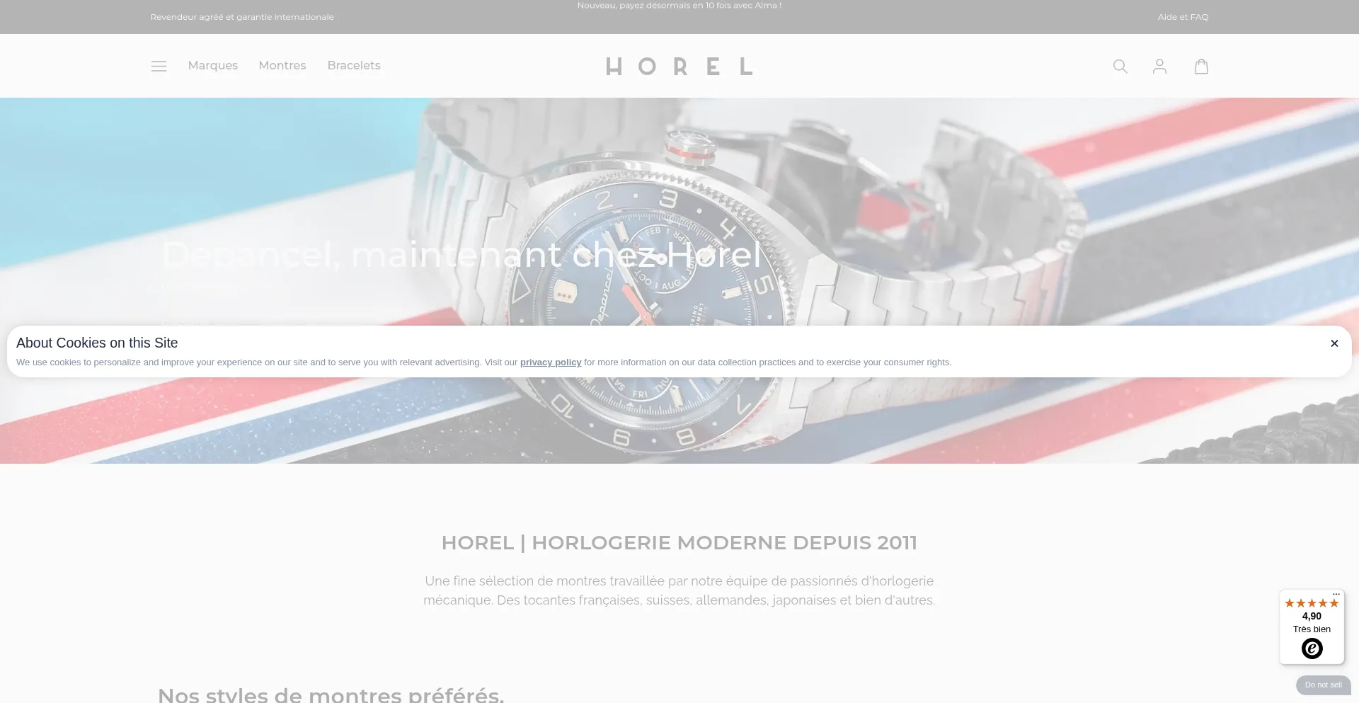 Website screenshot of Horel.com