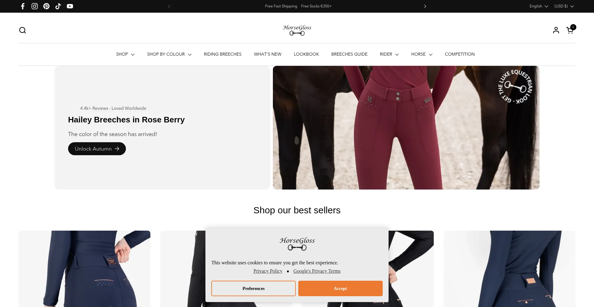 Website screenshot of Horsegloss.com