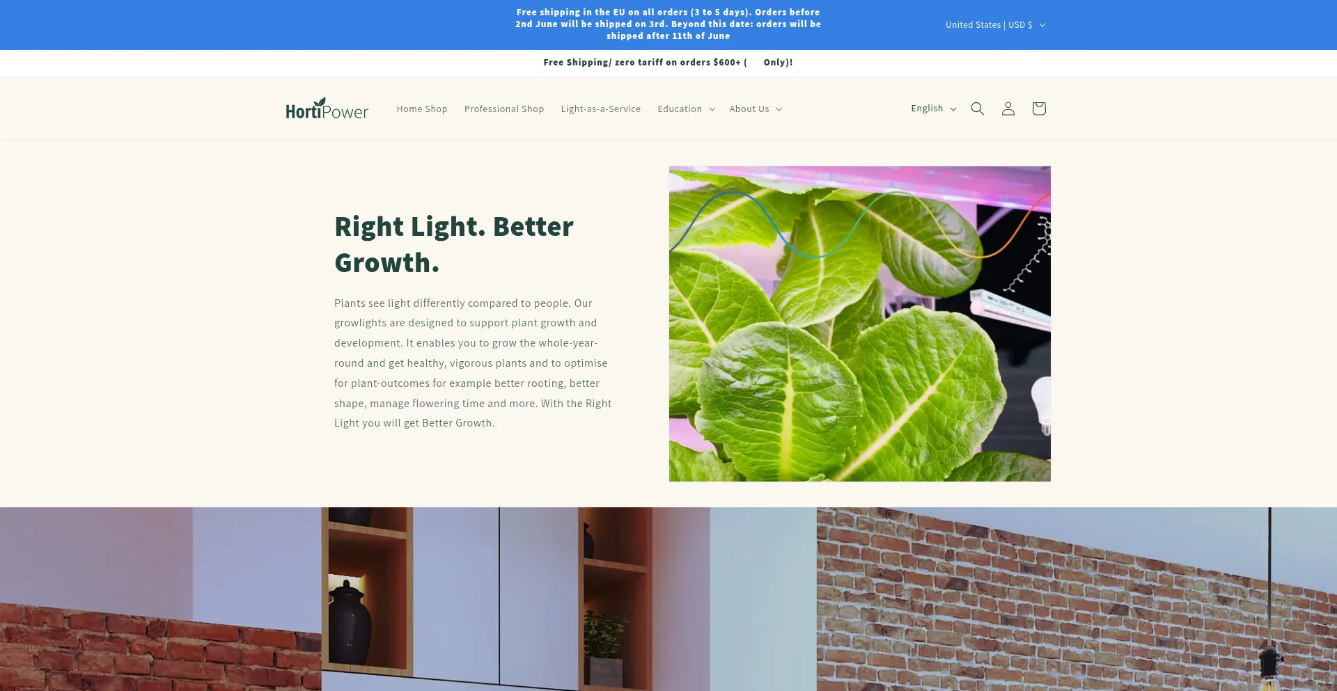 Website screenshot of Hortipower.com