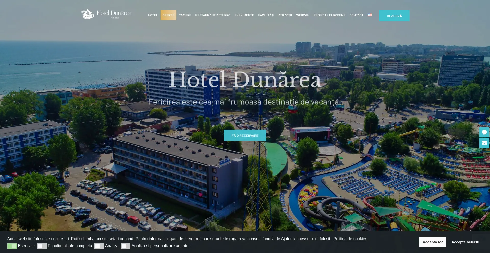 Website screenshot of Hoteldunarea.ro