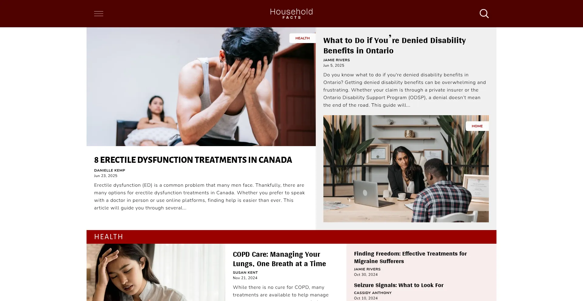 Website screenshot of Householdfacts.com