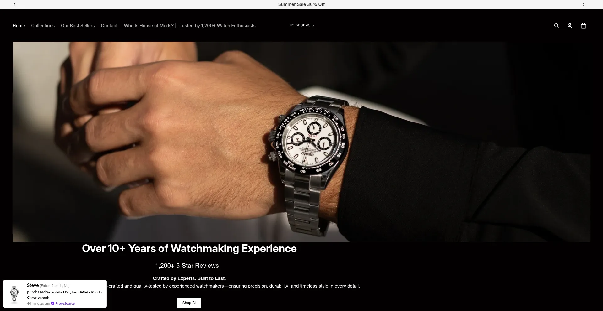 Website screenshot of Houseofmods.shop