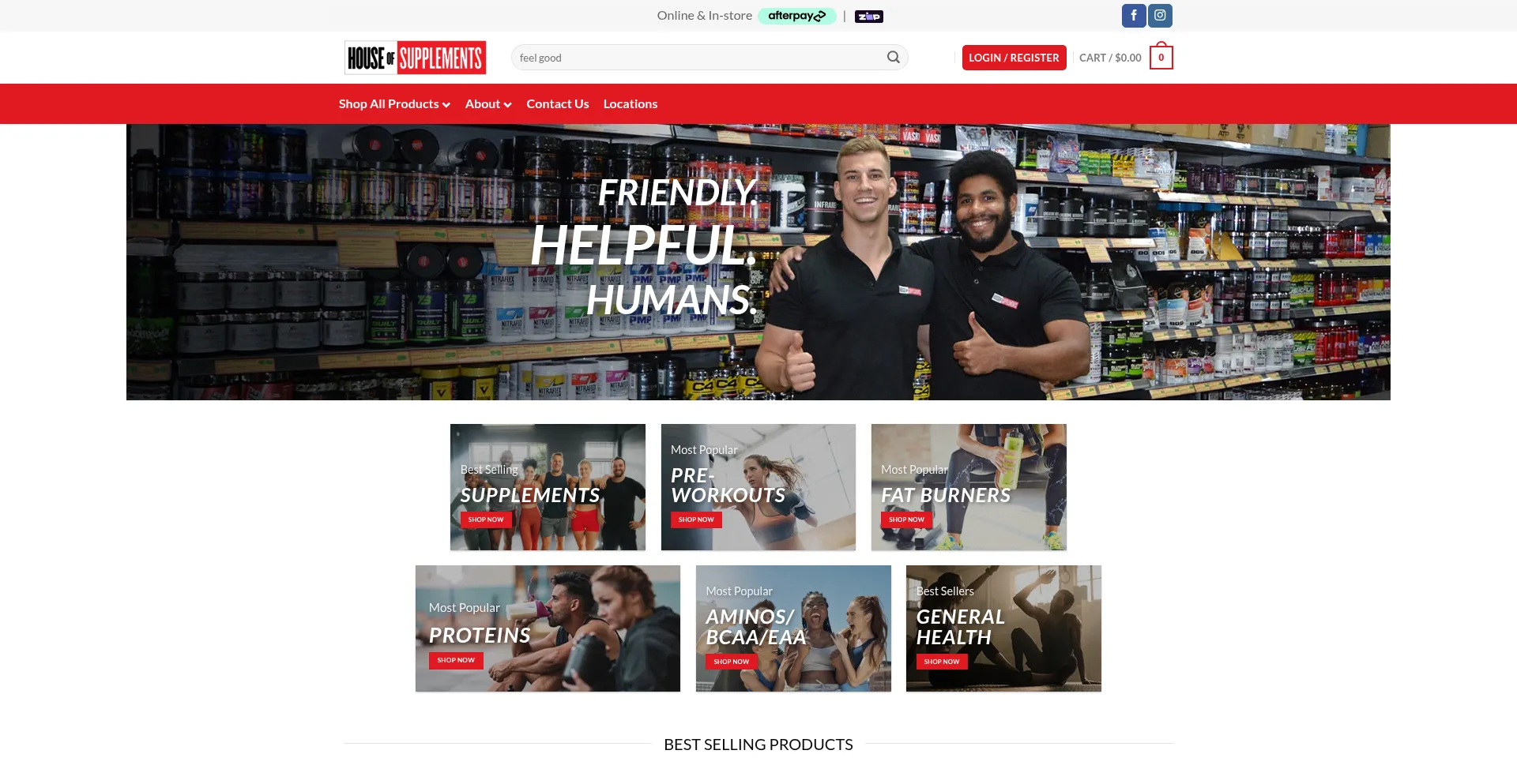 Website screenshot of Houseofsupplements.com.au