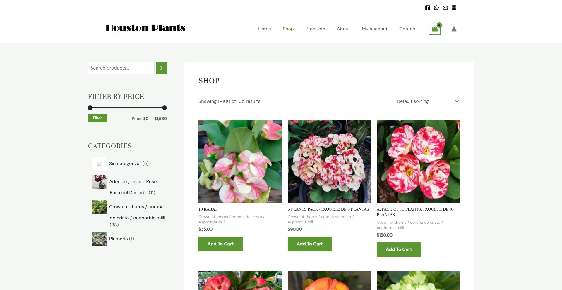 Website screenshot of Houstonplants.net