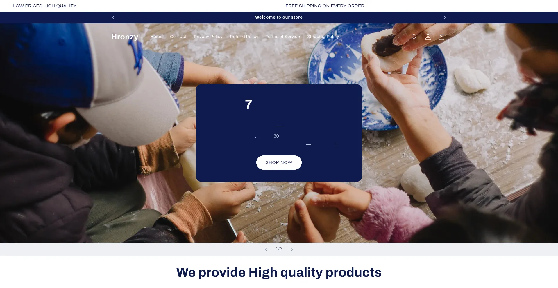 Website screenshot of Hronzy.com