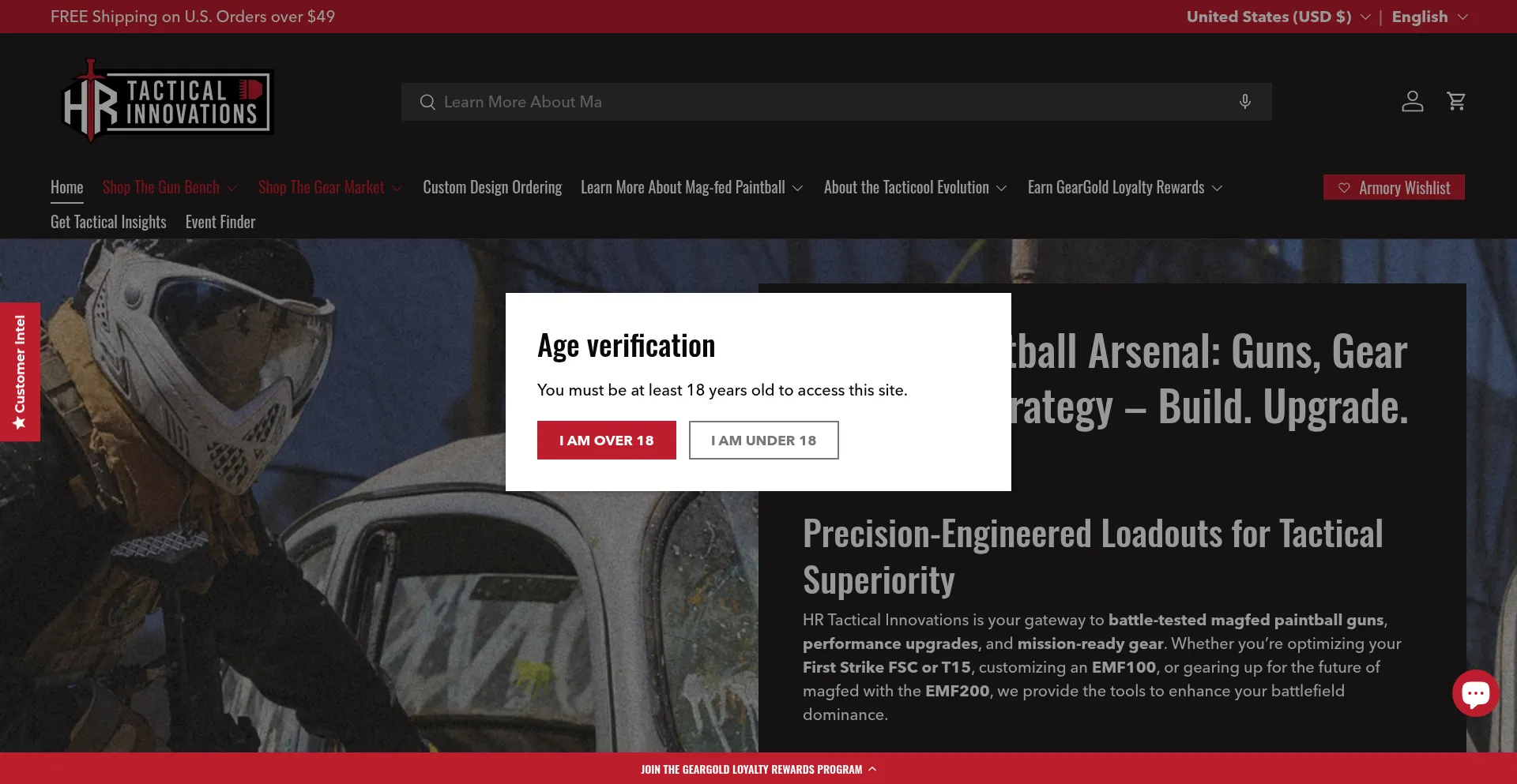 Website screenshot of Hrtacticalin.com
