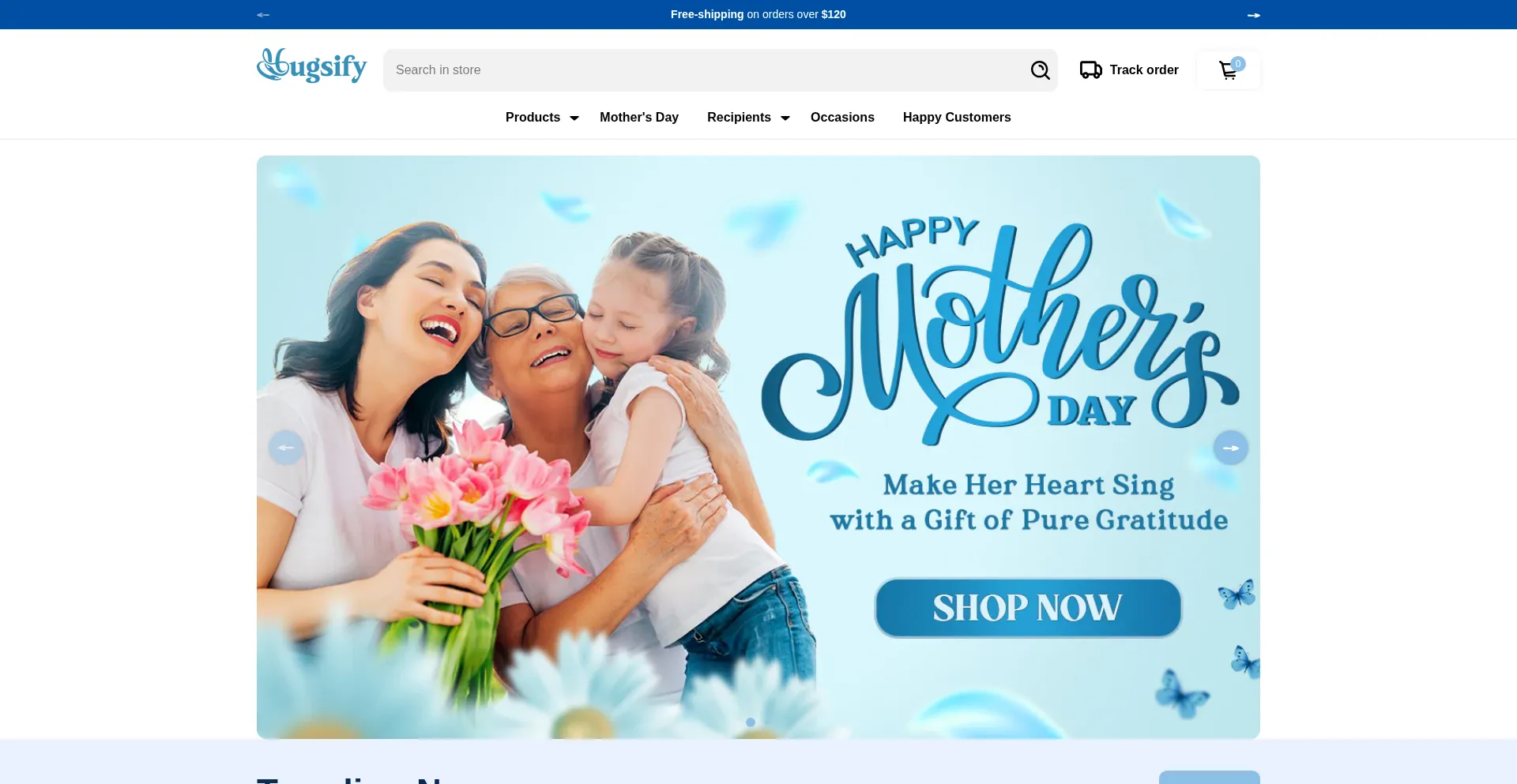 Website screenshot of Hugsify.com