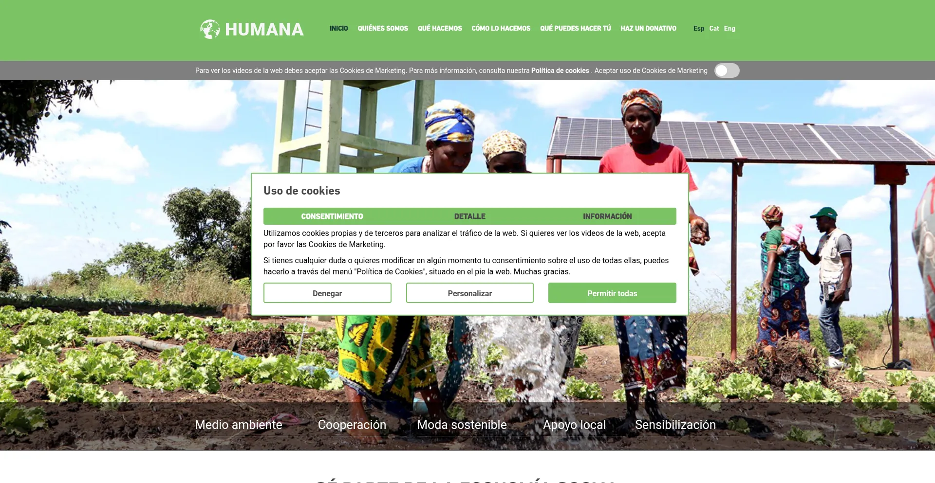 Website screenshot of Humana-spain.org