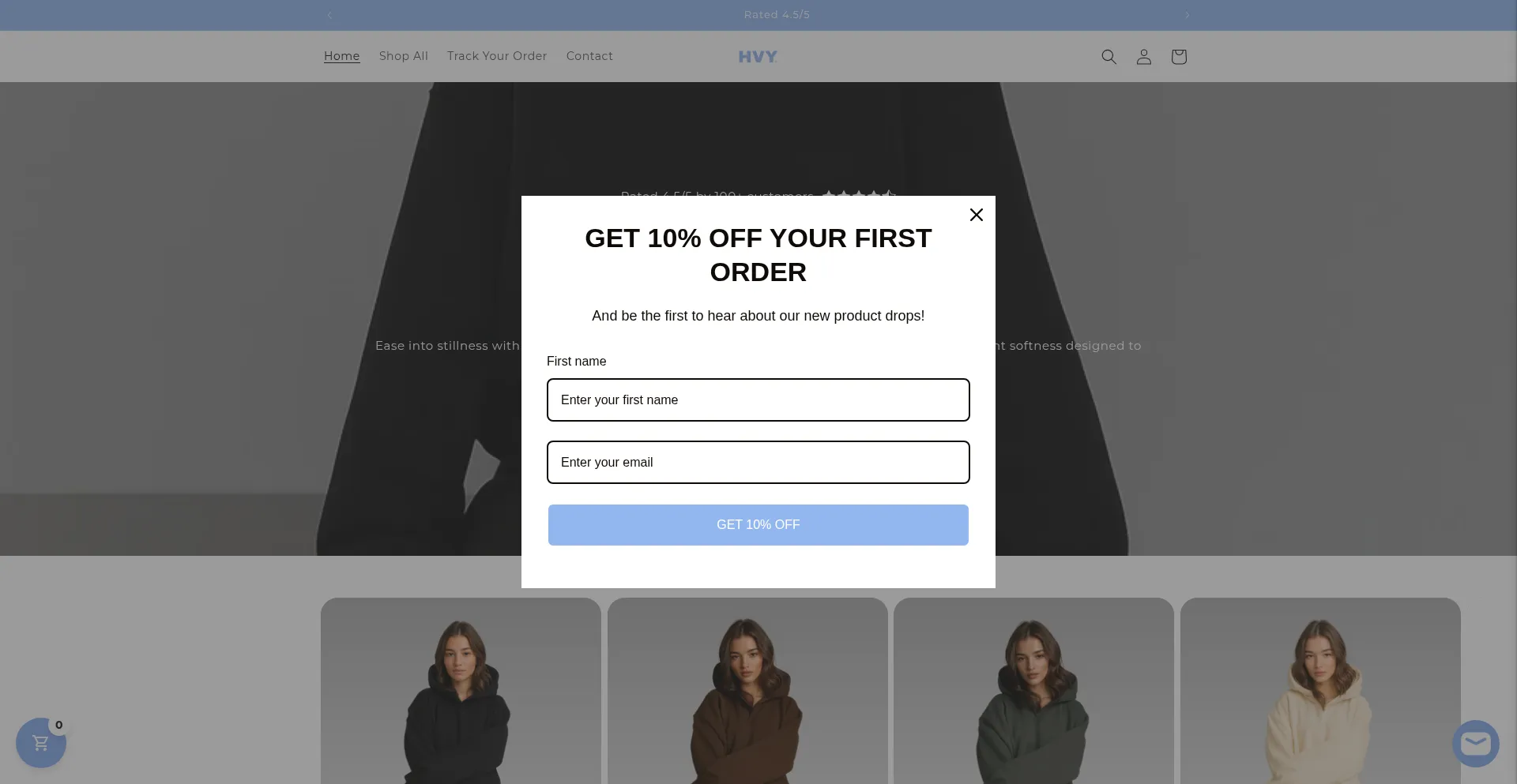 Website screenshot of Hvygarment.com