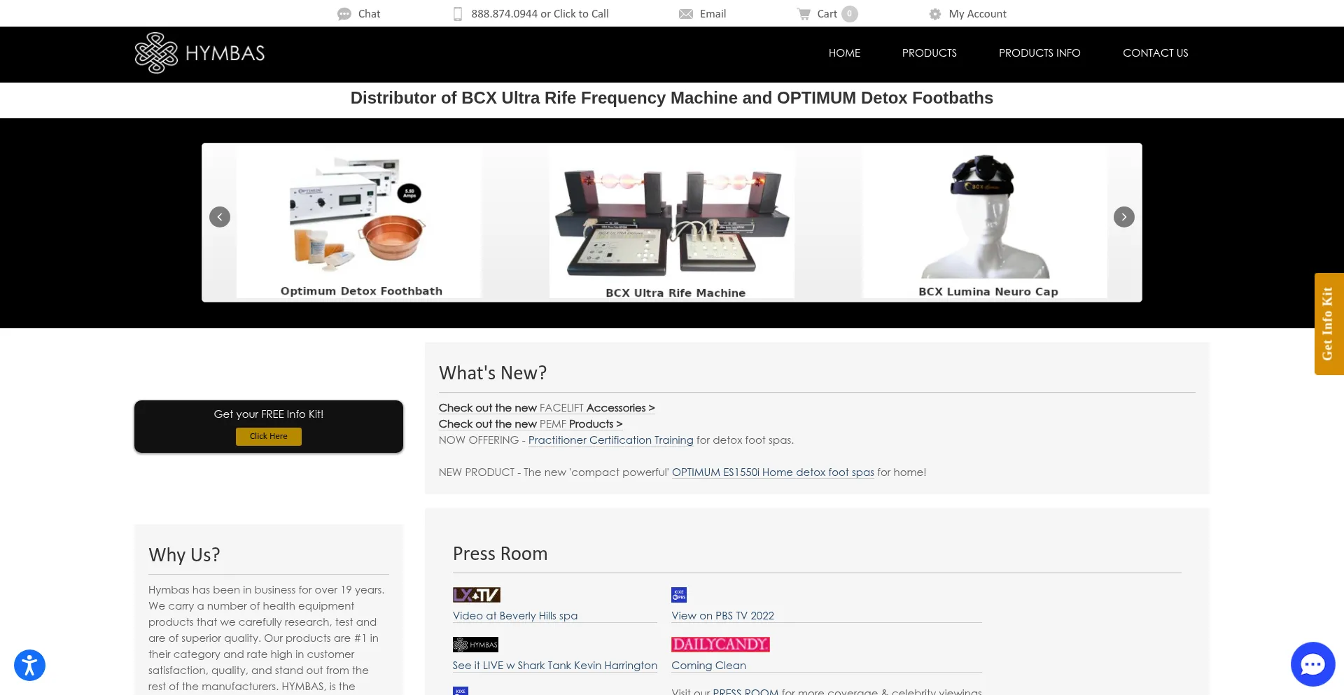 Website screenshot of Hymbas.com