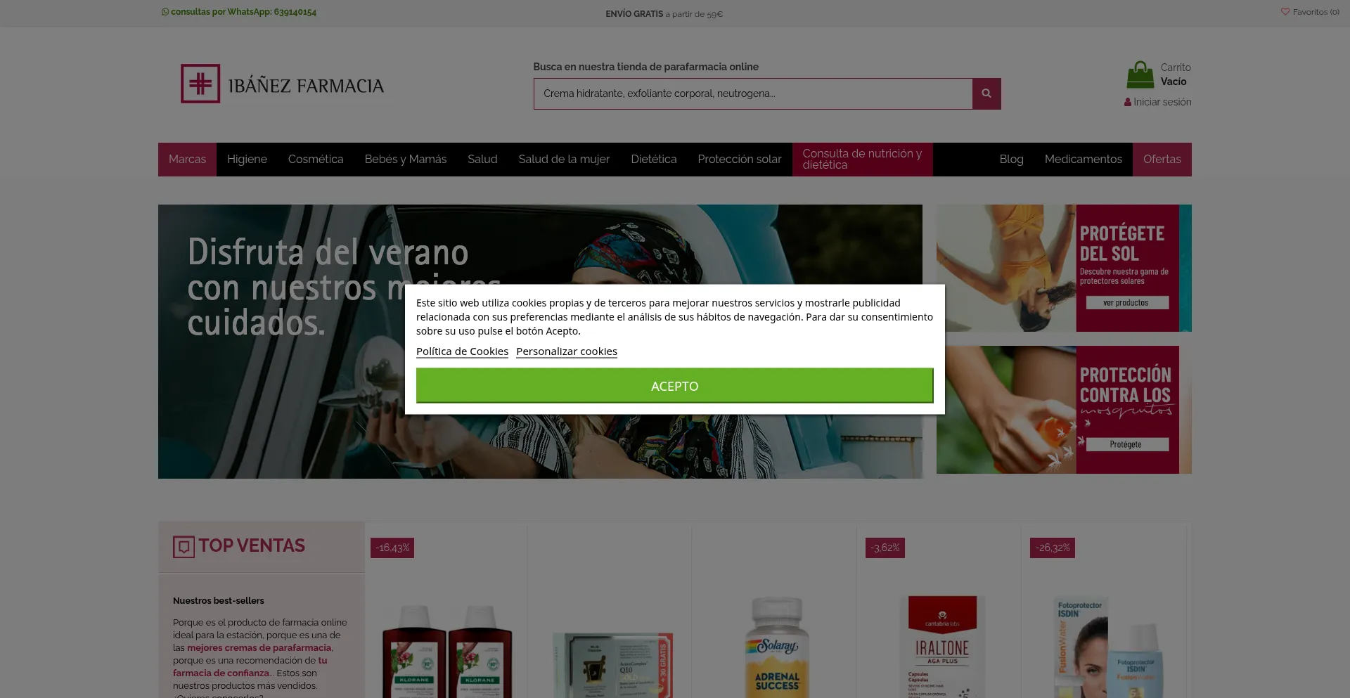 Website screenshot of Ibanezfarmacia.com