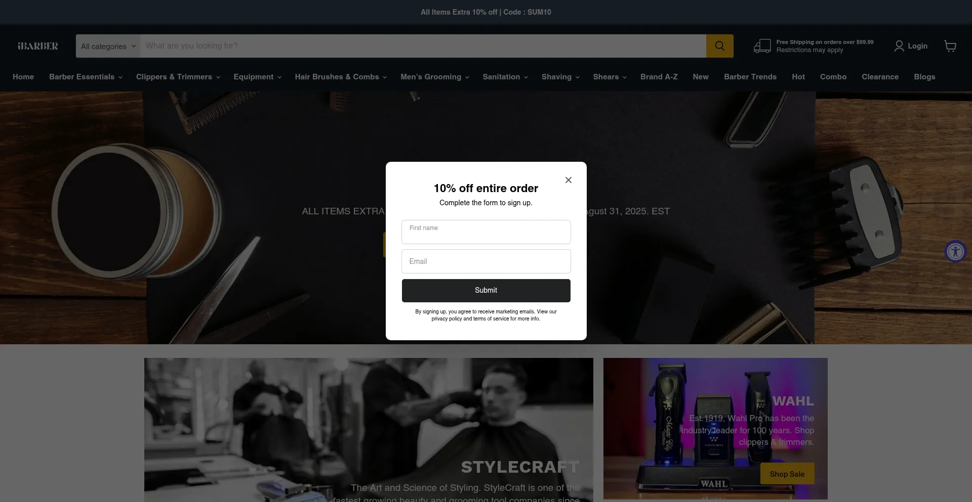 Website screenshot of Ibarber.com