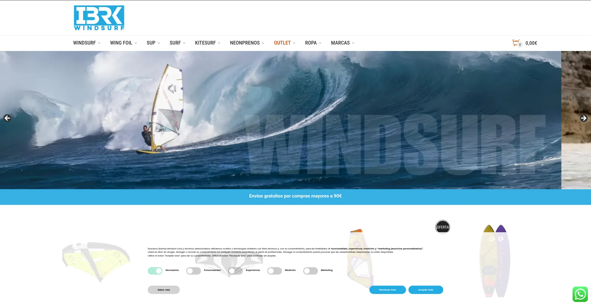 Website screenshot of Iberica-windsurf.com