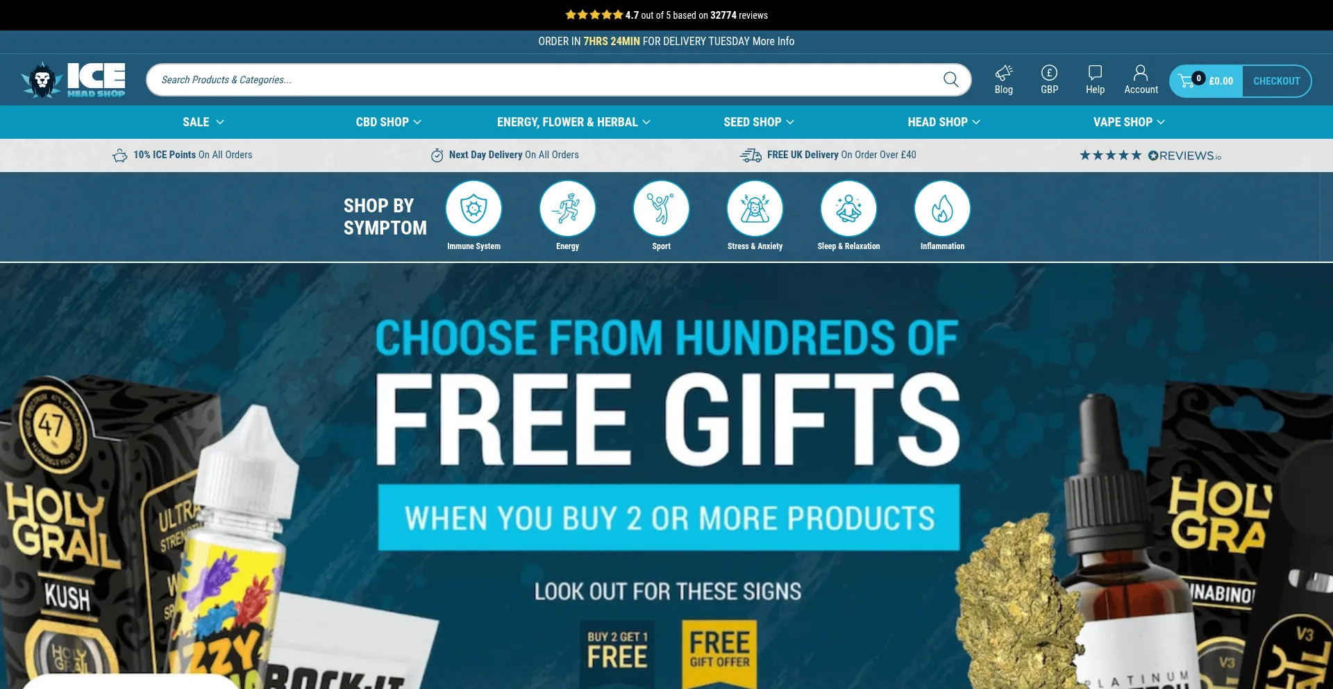Website screenshot of Iceheadshop.co.uk