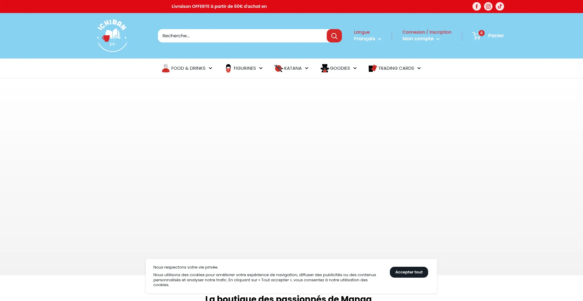 Website screenshot of Ichiban-store.be