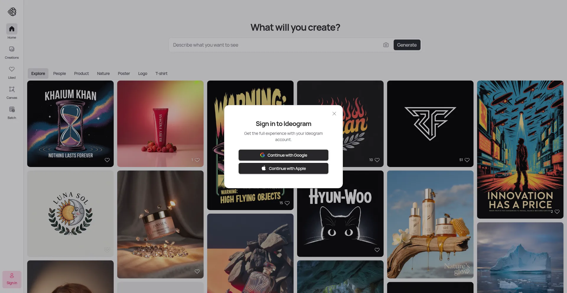Website screenshot of Ideogram.ai