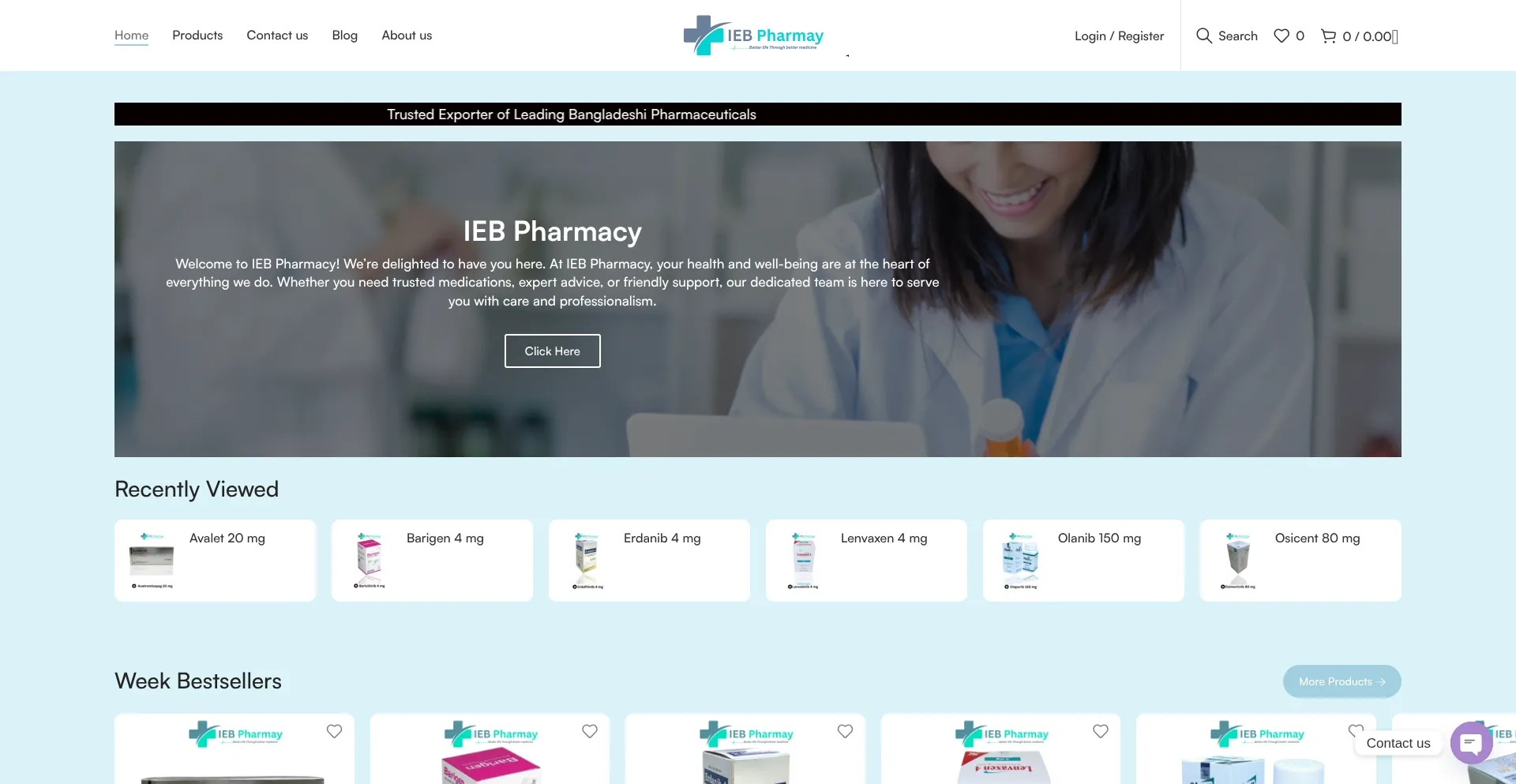 Website screenshot of Iebpharmacy.com