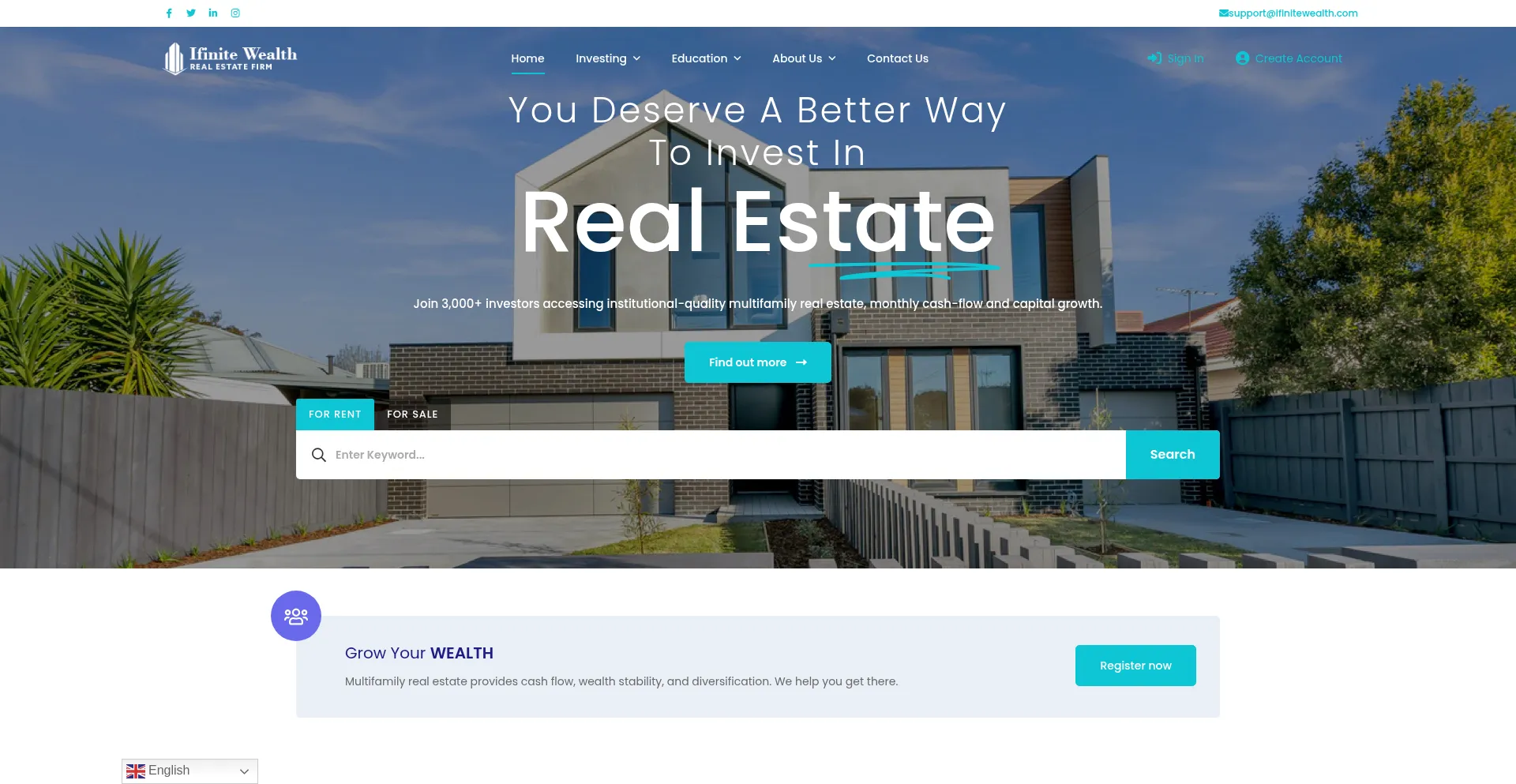 Website screenshot of Ifinitewealth.com