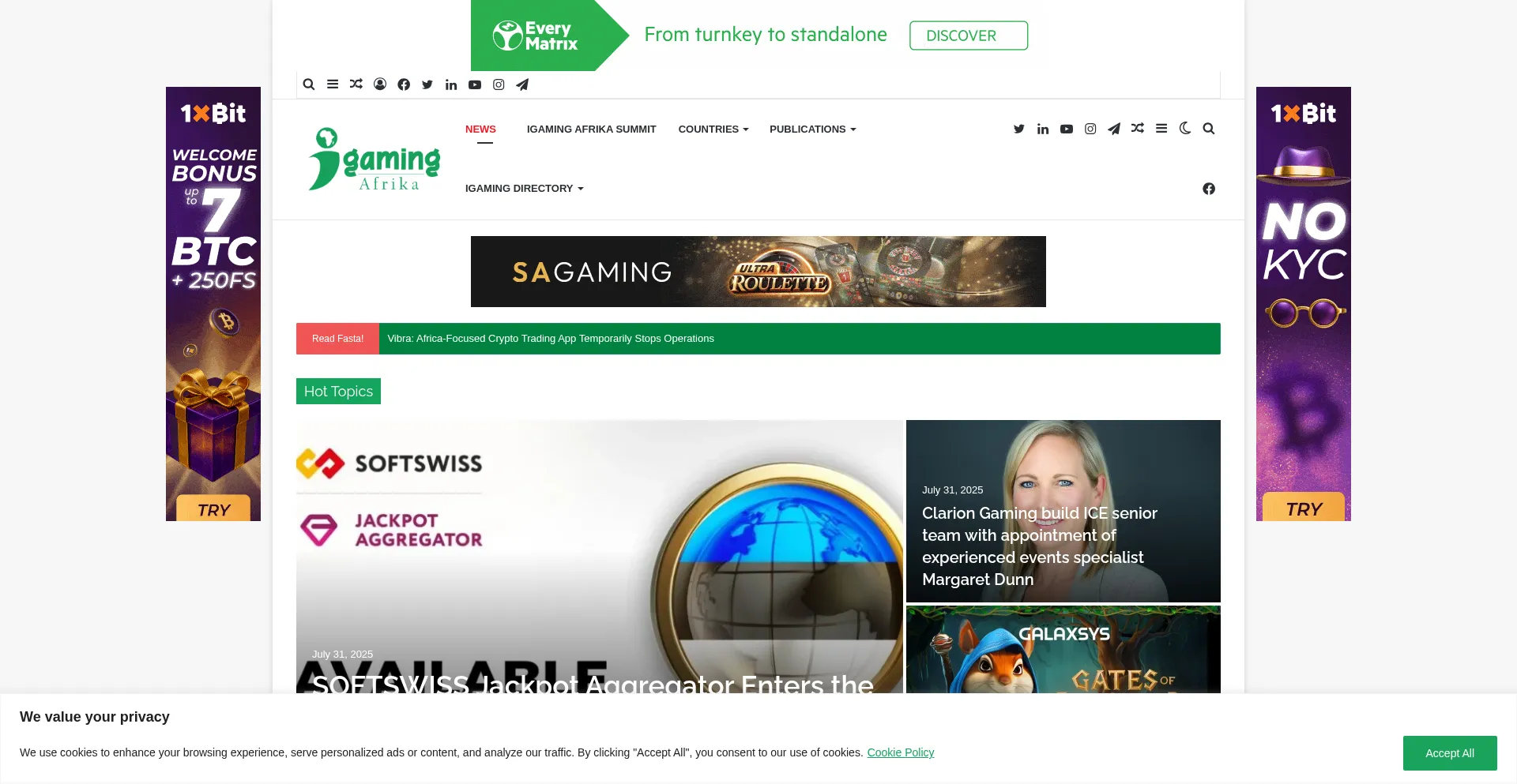 Website screenshot of Igamingafrika.com