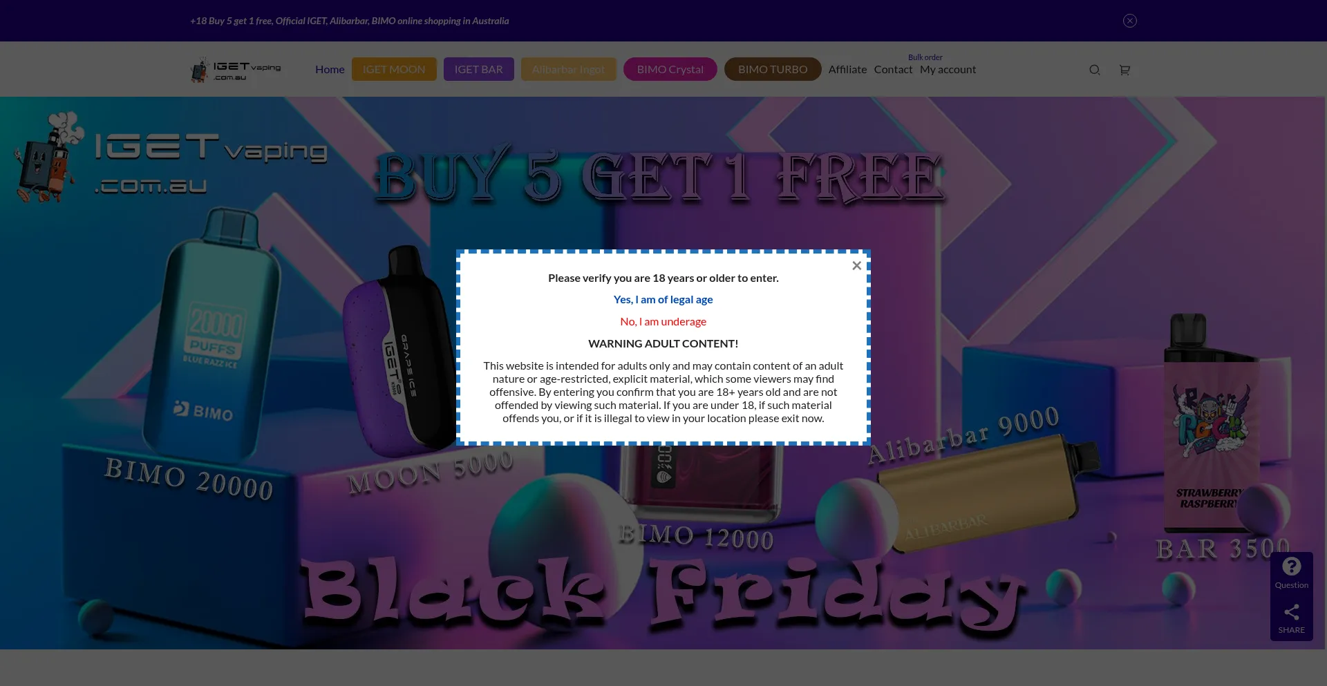 Website screenshot of Igetvaping.com.au