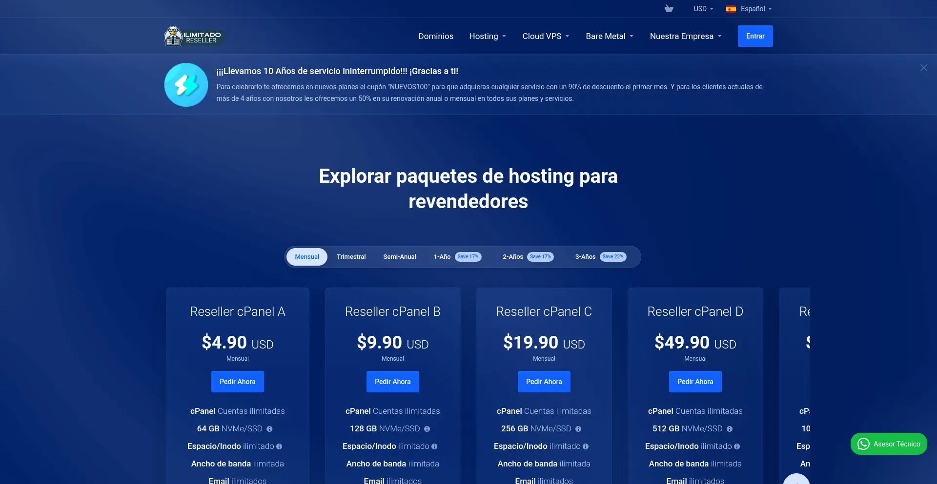 Website screenshot of Ilimitadoreseller.com