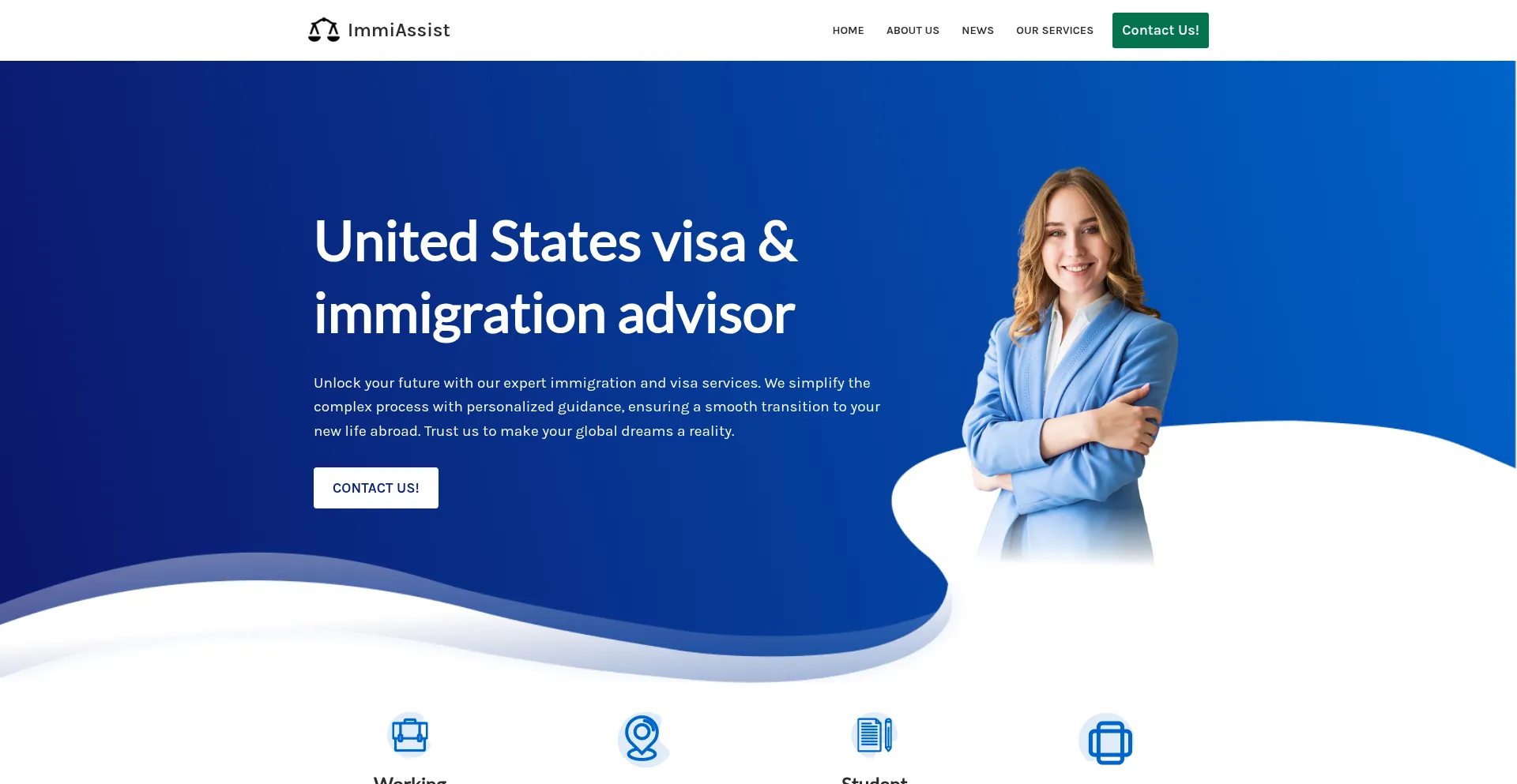 Website screenshot of Immiassist.com