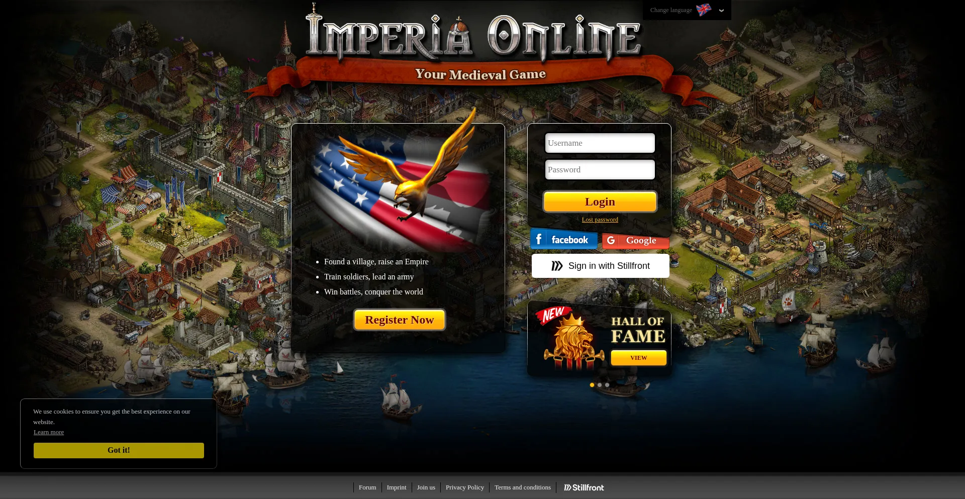 Website screenshot of Imperiaonline.org