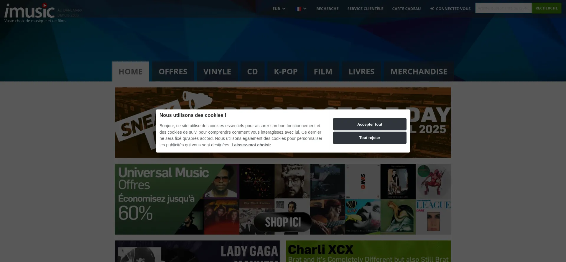 Website screenshot of Imusic.fr