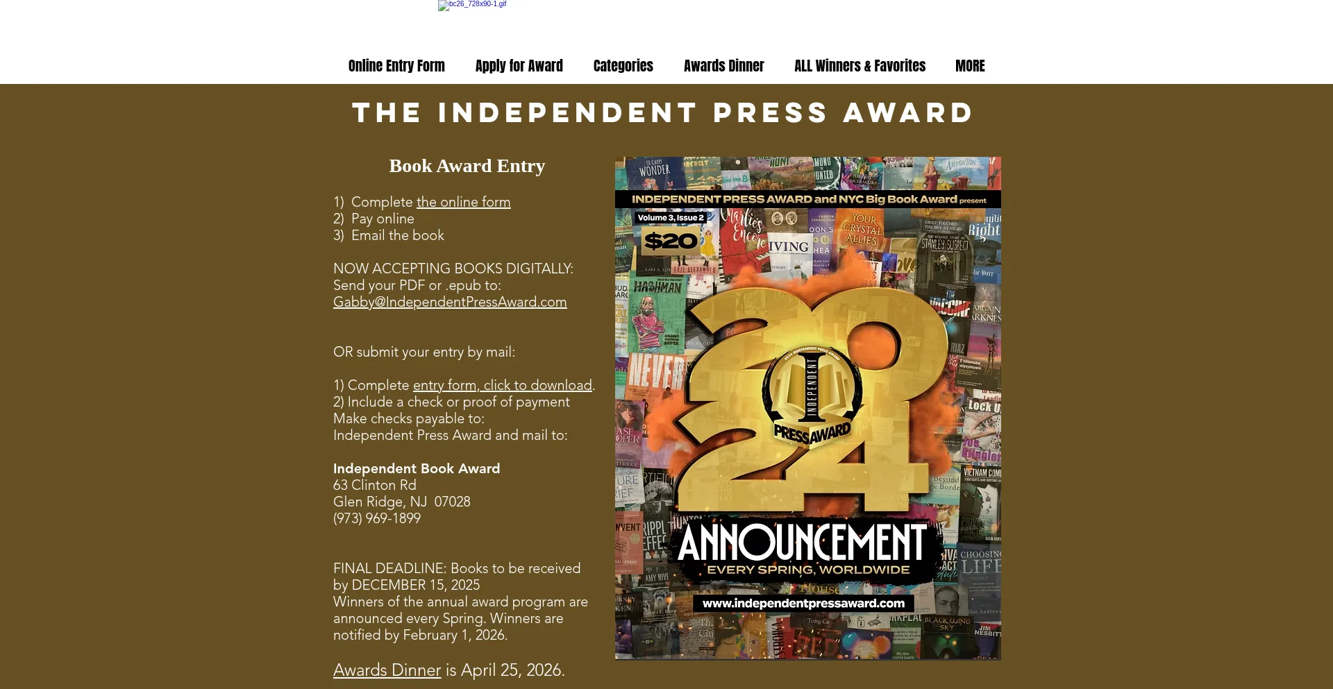 Website screenshot of Independentpressaward.com