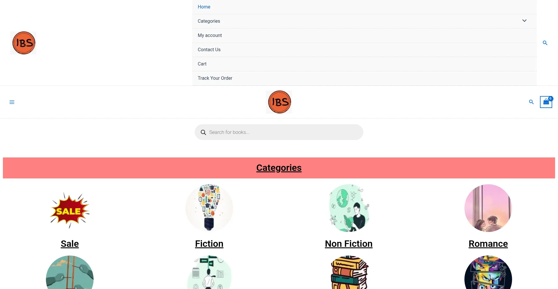 Website screenshot of Indianbookstore.co.in