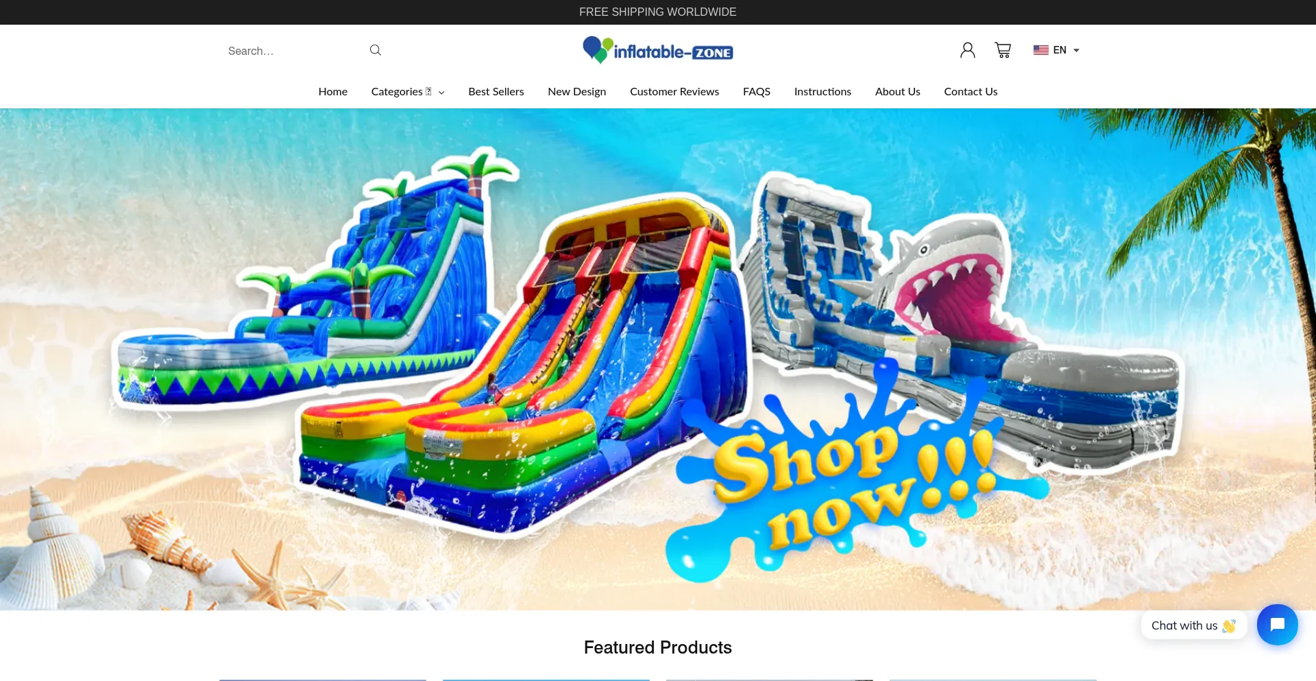 Website screenshot of Inflatable-zone.com