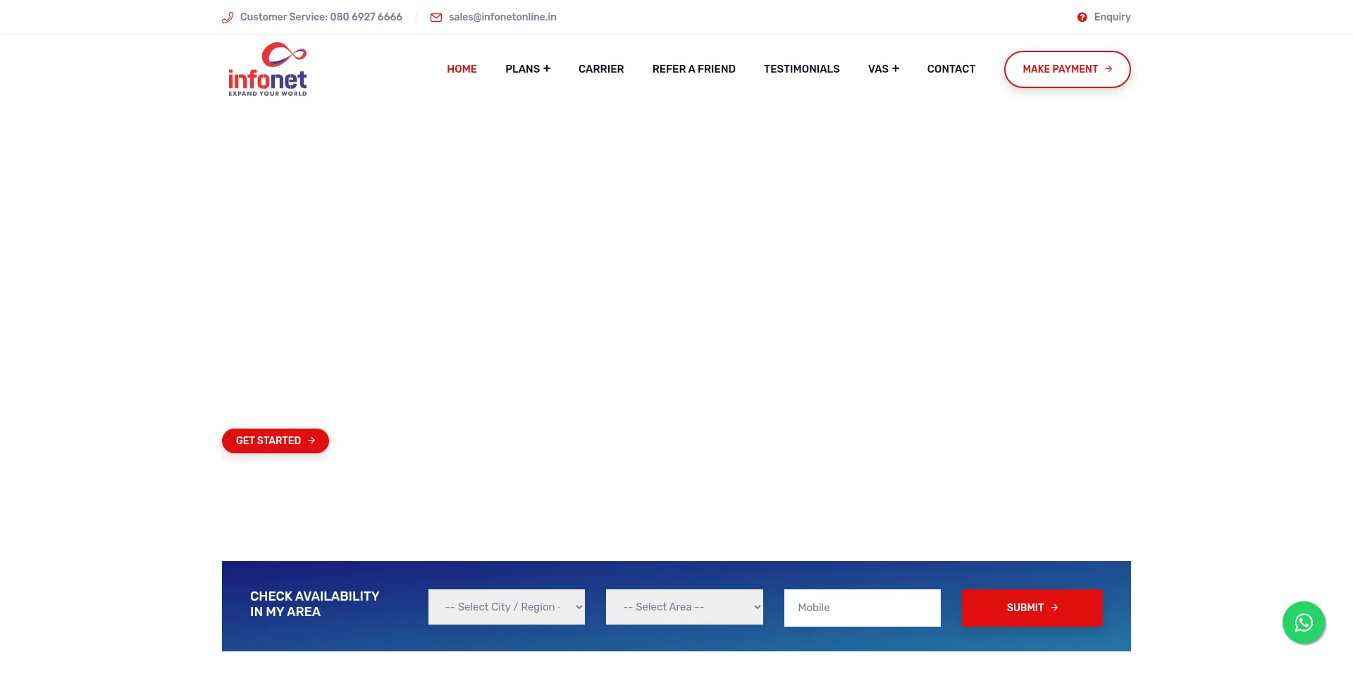 Website screenshot of Infonetonline.in