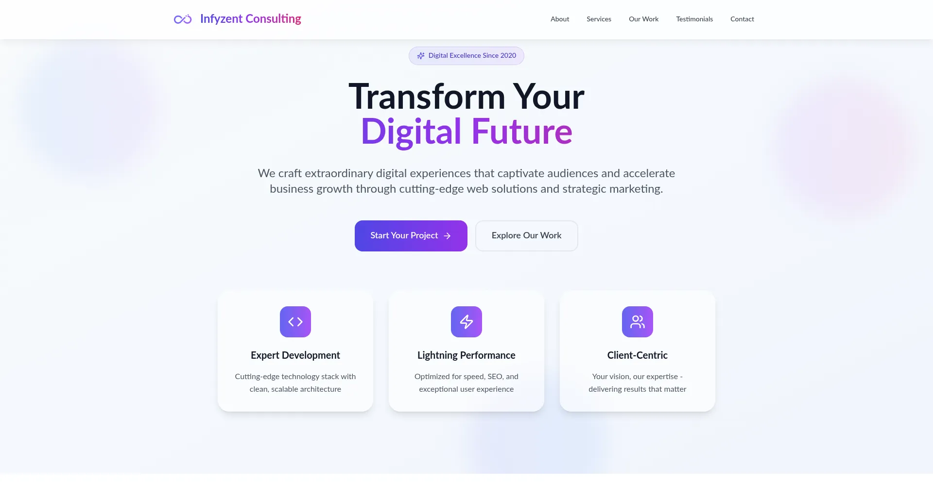 Website screenshot of Infyzent.com