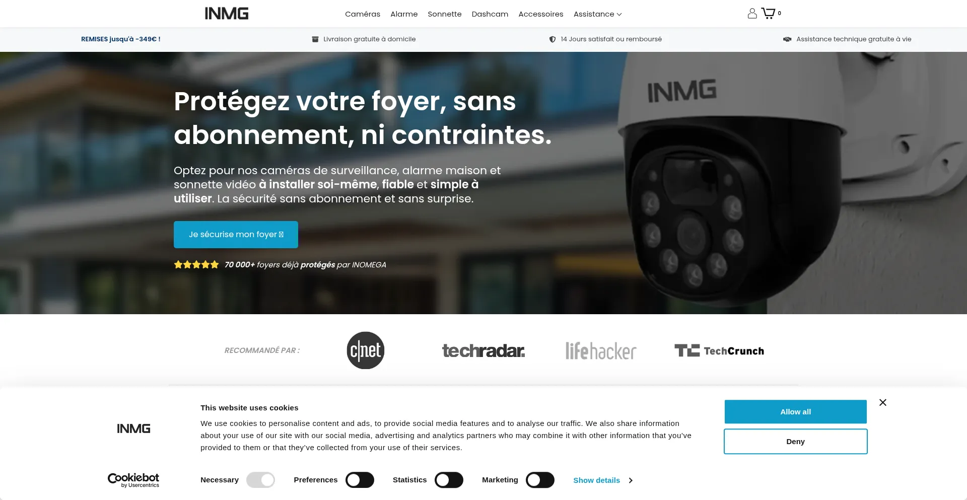 Website screenshot of Inomega.fr