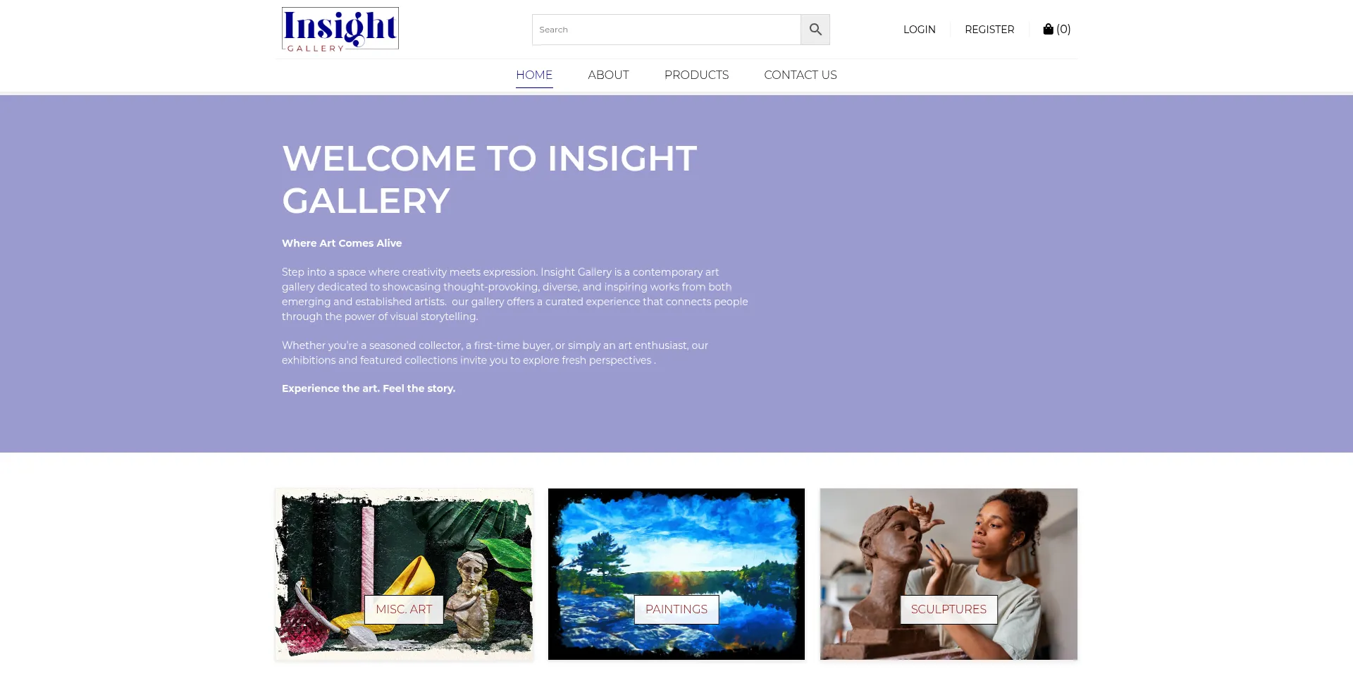 Website screenshot of Insightgallery.co.za