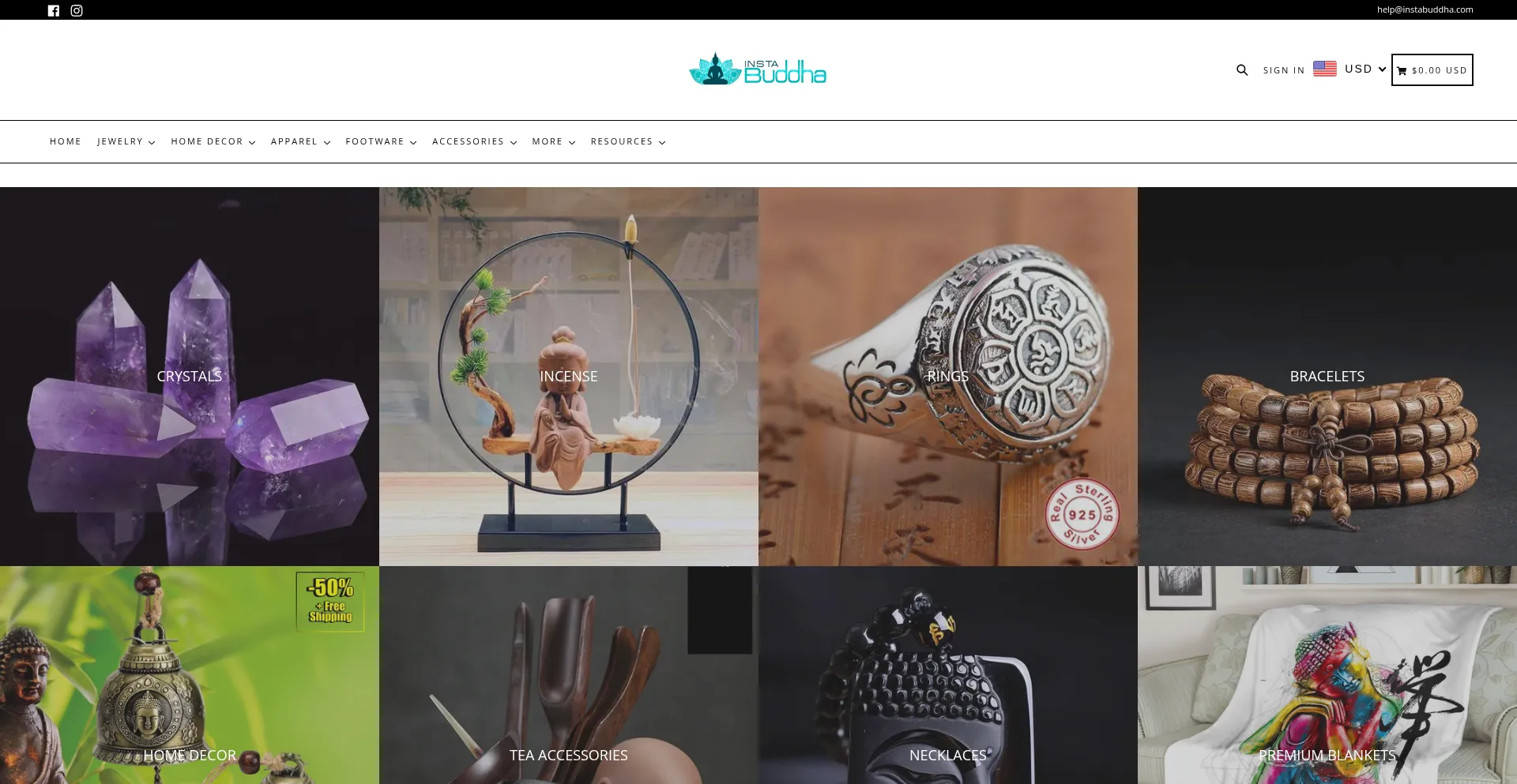 Website screenshot of Instabuddha.com