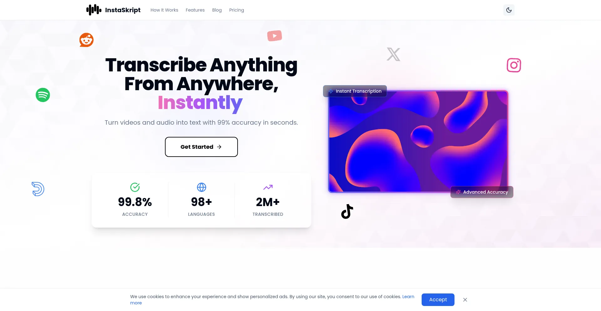 Website screenshot of Instaskript.com