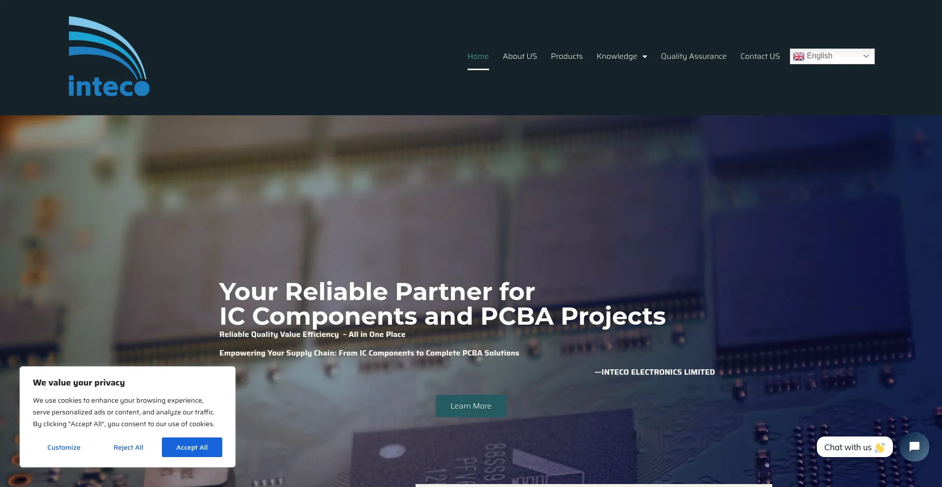 Website screenshot of Intecoelectronics.com