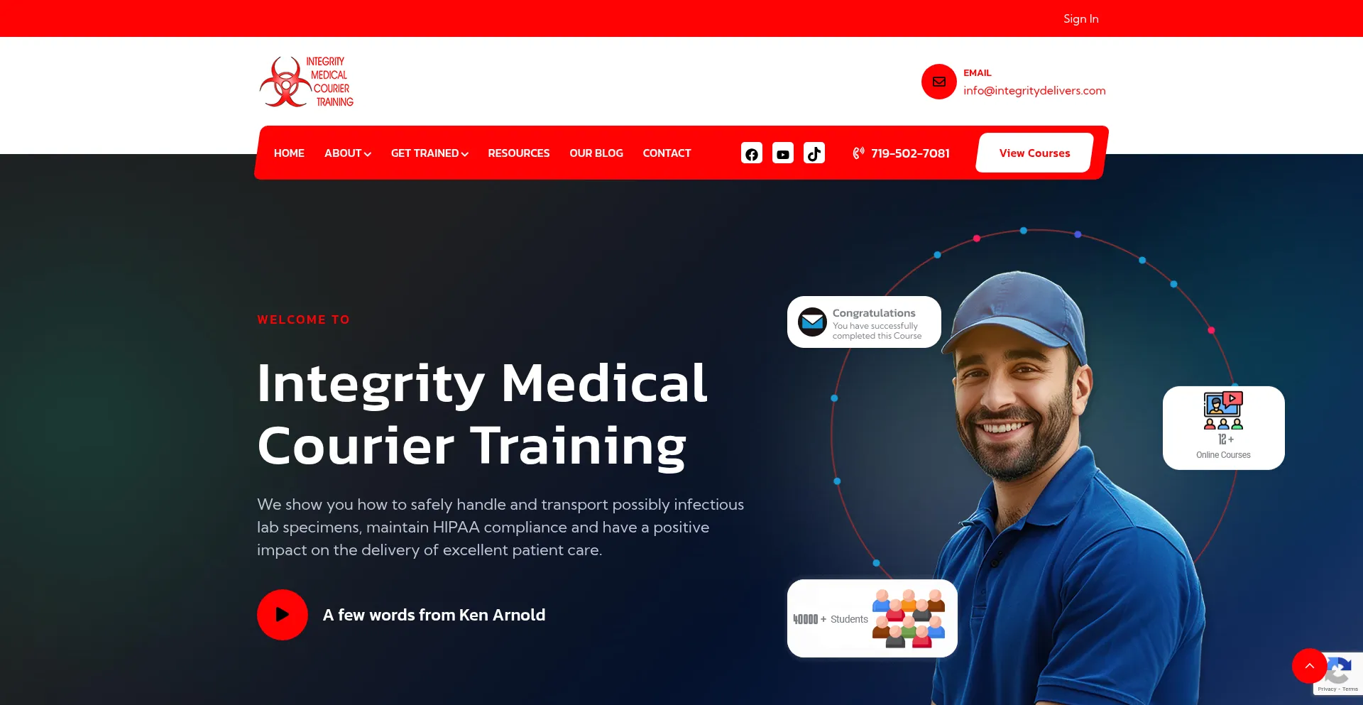 Website screenshot of Integritydelivers.com