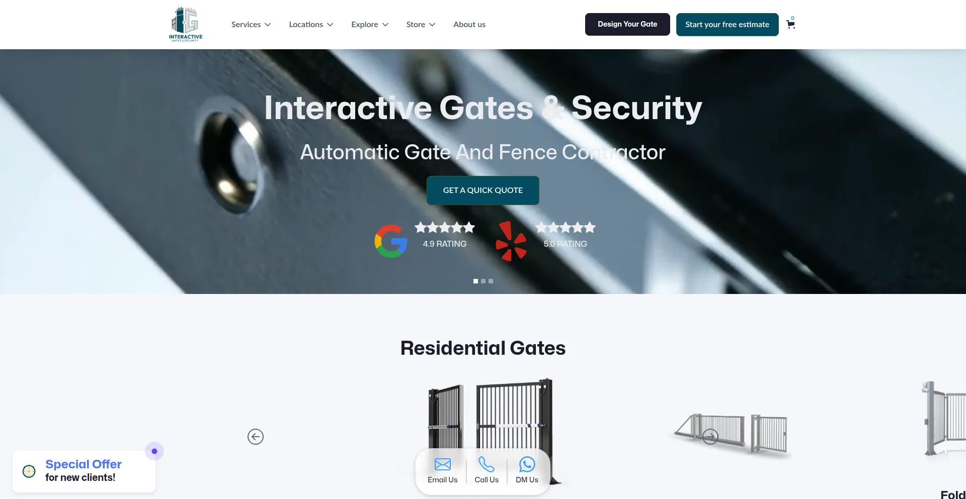 Website screenshot of Interactivegates.com