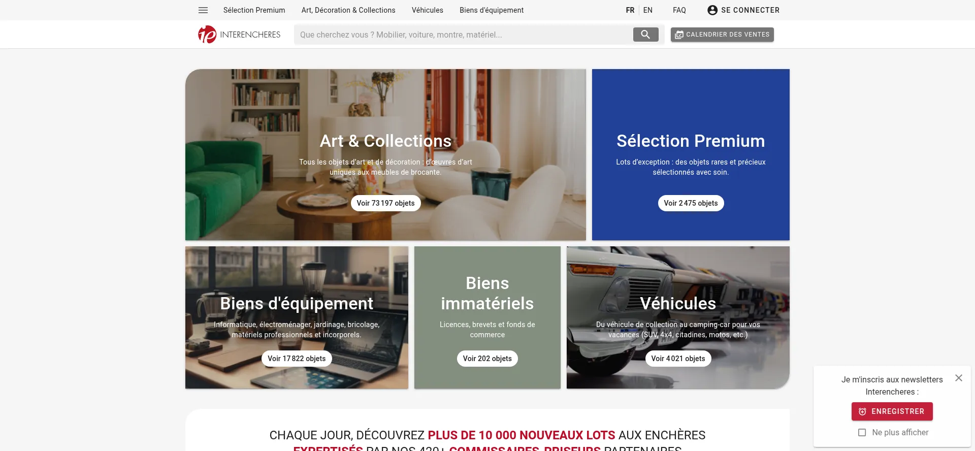 Website screenshot of Interencheres.com